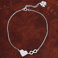 Sterling silver anklet, Love Infinite