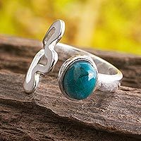 Chrysocolla wrap ring, Astral Flower