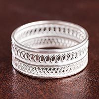 Sterling silver filigree band ring, Attractive Form