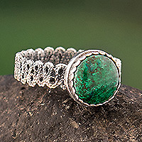 Chrysocolla filigree cocktail ring, Andean Power