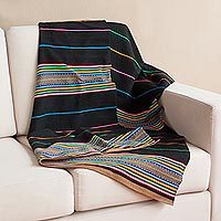 Alpaca blend throw, Andean Festivity in Black