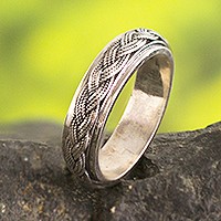 Sterling silver meditation spinner ring, Neatly Nautical