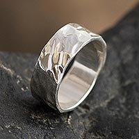 Sterling silver band ring, Terrain