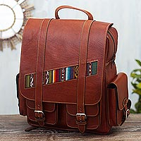 Leather backpack, Inca Explorer