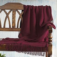 Throw blanket, Boomerang in Burgundy