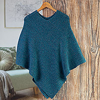 100% alpaca poncho, Pacific Waves