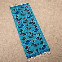 Wool area rug, Turquoise Calm (2x5)