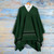 Alpaca blend poncho, 'Green Nazca' - Alpaca Blend Poncho in Green with V-Neck Made in Peru