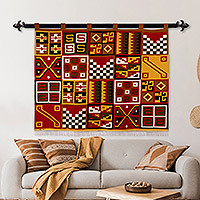 Wool blend tapestry, Tribal II