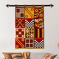 Wool blend tapestry, Tribal IV