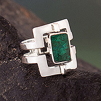 Reversible onyx and chrysocolla cocktail ring, Facets of a Sage