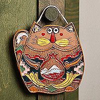 Ceramic wall art, Traveler Cat