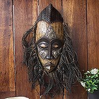 African wood and aluminum mask, Frafra Dancer