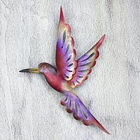 Iron wall sculpture, Rosy Hummingbird (15 inches)