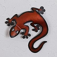 Steel wall sculpture, Climbing Lizard