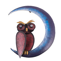 Steel wall sculpture, Owl on the Moon