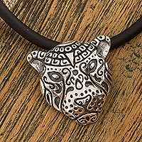 Sterling silver pendant necklace, Stylized Jaguar