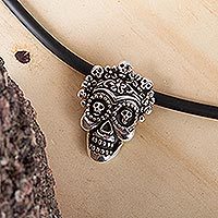 Sterling silver pendant necklace, Calavera la Comadre