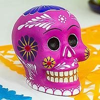 Fuchsia Skull with Flowers