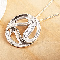 Sterling silver pendant necklace, Triple Yin-Yang