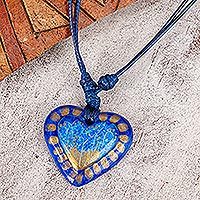 Papier mache pendant necklace, Deep Sea Illusion