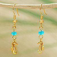 Agate dangle earrings, Baby Seahorse