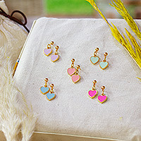 Gold plated dangle earrings, Weekly Hearts (5 pairs)