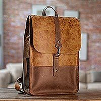 Leather backpack, Durable Cinnamon