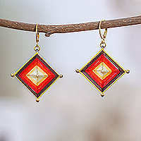 Gold-accented hand-woven dangle earrings, Vivid Diamonds