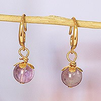 Gold-plated amethyst dangle earrings, Sage Spirit