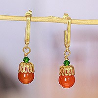 Gold-plated carnelian dangle earrings, Evening Splendor