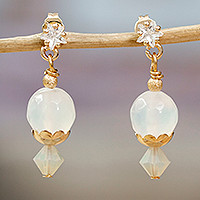 Gold-plated multi-gemstone dangle earrings, Ethereal Days