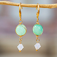 Gold-plated agate dangle earrings, Lake Jewels