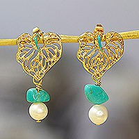 Gold-plated cultured pearl dangle earrings, Pearly Grandeur