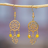 Gold-plated agate chandelier earrings, Glorious Dreams