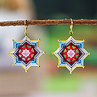 Gold-plated dangle earrings, Holy Star