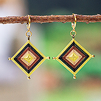 Gold-plated handwoven dangle earrings, Manor Diamonds