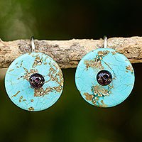 Calcite and garnet drop earrings, Bohemian Moons