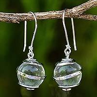 Quartz and sterling silver dangle earrings, Silver Raindrops