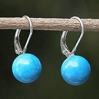 Sterling silver drop earrings, Pure Blue