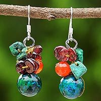 Beaded dangle earrings, Tropical Oasis