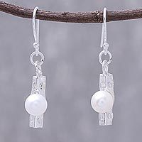 Cultured pearl dangle earrings, Modern Dew