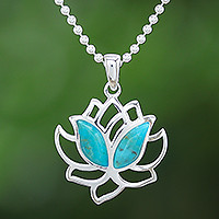 Turquoise pendant necklace, Blooming Spirit