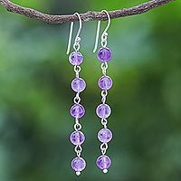 Amethyst dangle earrings, Exploding Star in Purple