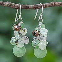 Multi-gemstone dangle earrings, Rainstorm