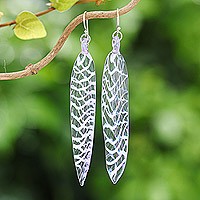 Handblown glass dangle earrings, Soul Leaf