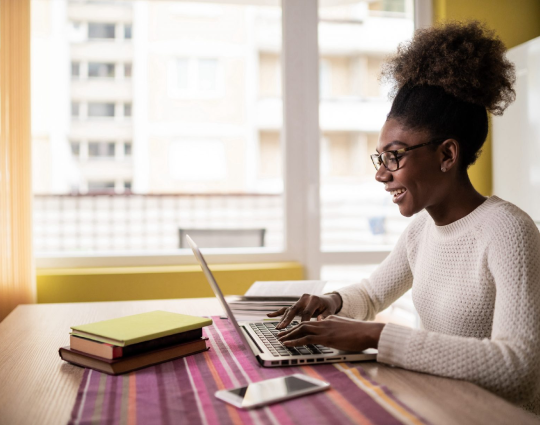 Women working from home office