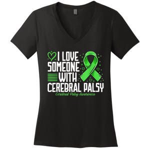 Cerebral Palsy Awareness I Love Someone With Cerebral Palsy Women's V-Neck T-Shirt