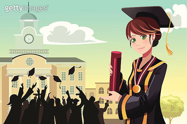 Graduation girl holding diploma 이미지 (153815394) - 게티이미지뱅크