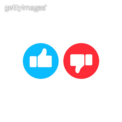 Like and dislike symbol icon flat on isolated white background. EPS 10 ...